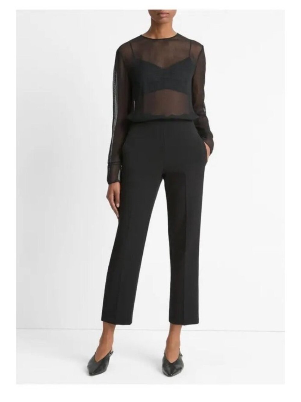 NWOT Vince Black Velvet Striped Crepe Tuxedo Trouser Straight Pull-On Pants XL